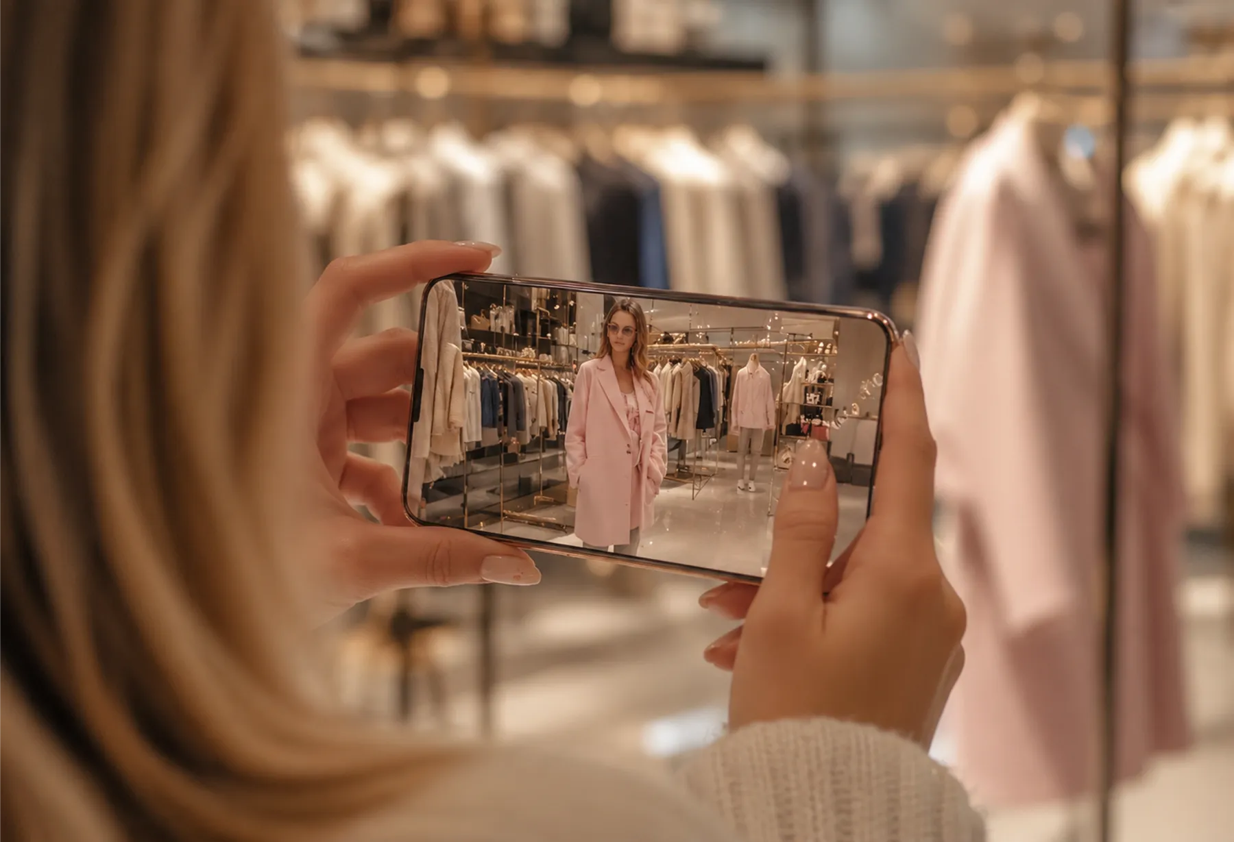 Shopper visualizing a look on herself using Lookify's virtual try-on