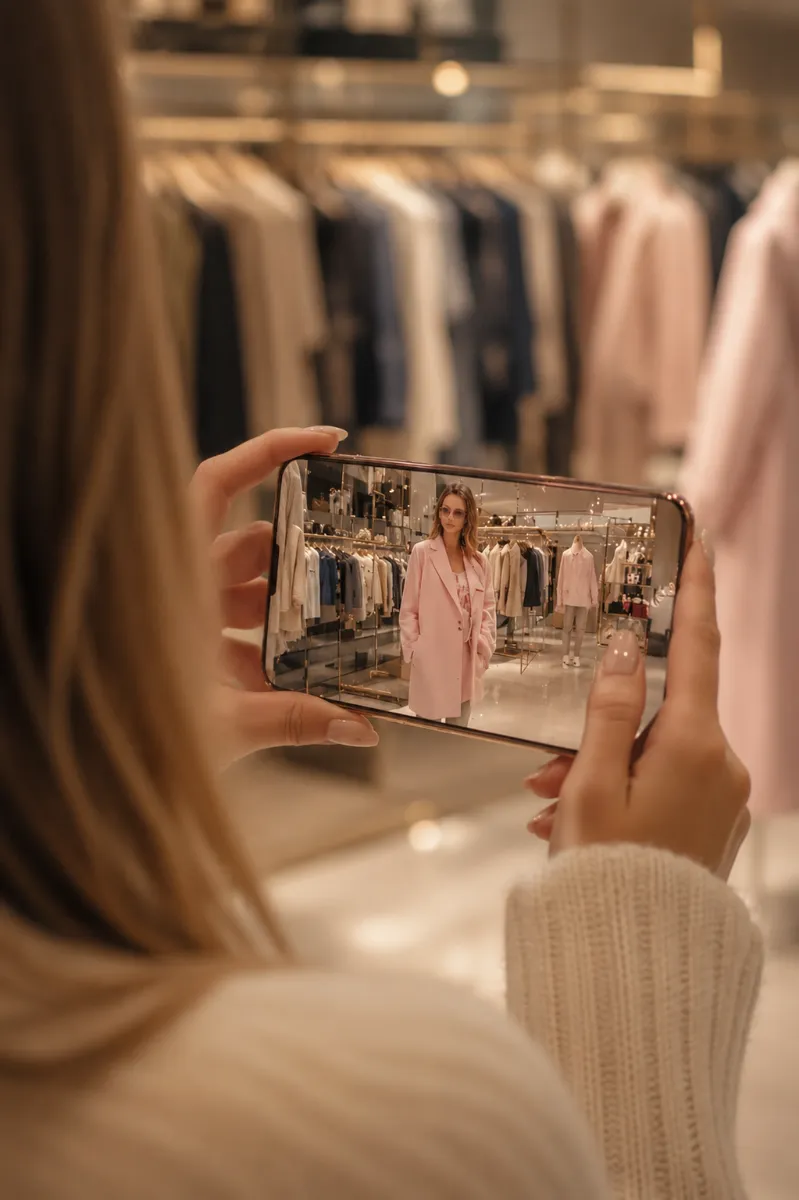 Shopper visualizing a look on herself using Lookify's virtual try-on